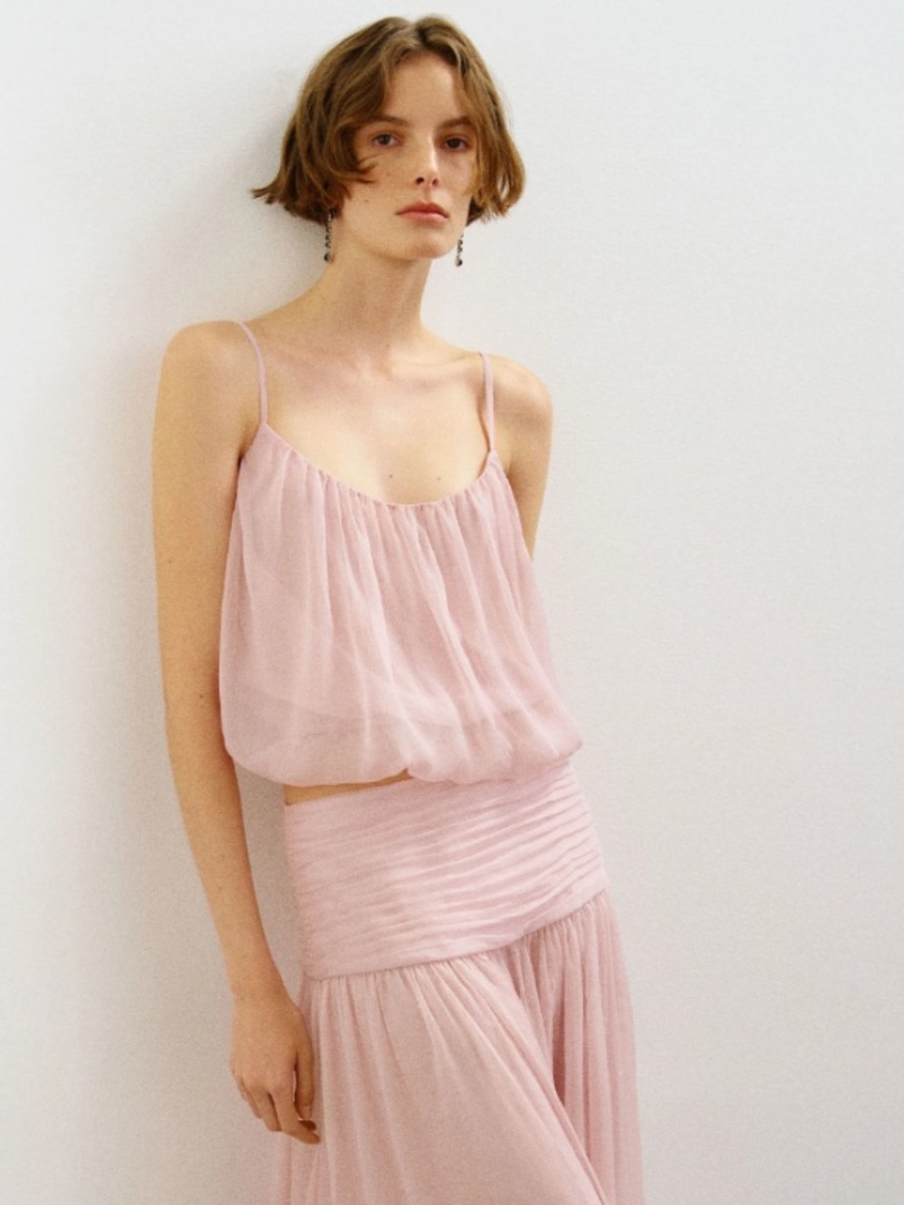 NWT REFORMATION Light Pink Chiffon Spaghetti Strap Top